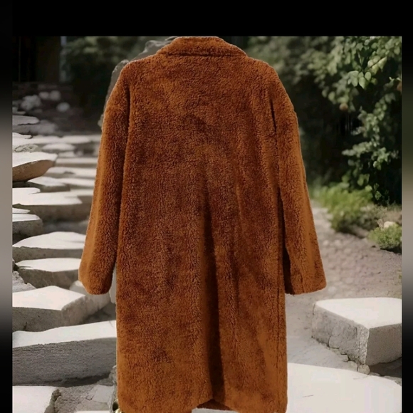 Fashion Nova Cover Girl Teddy Coat Trench Style Women's Size M Brown - Picture 2 of 9